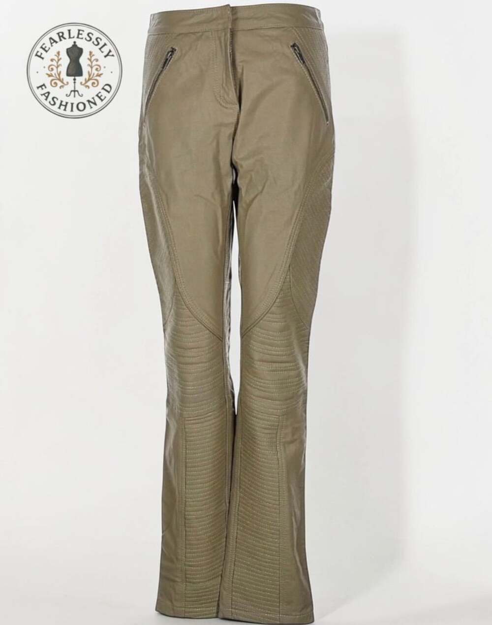 Genuine Leather ASOS Olive Green Moto Pants Size